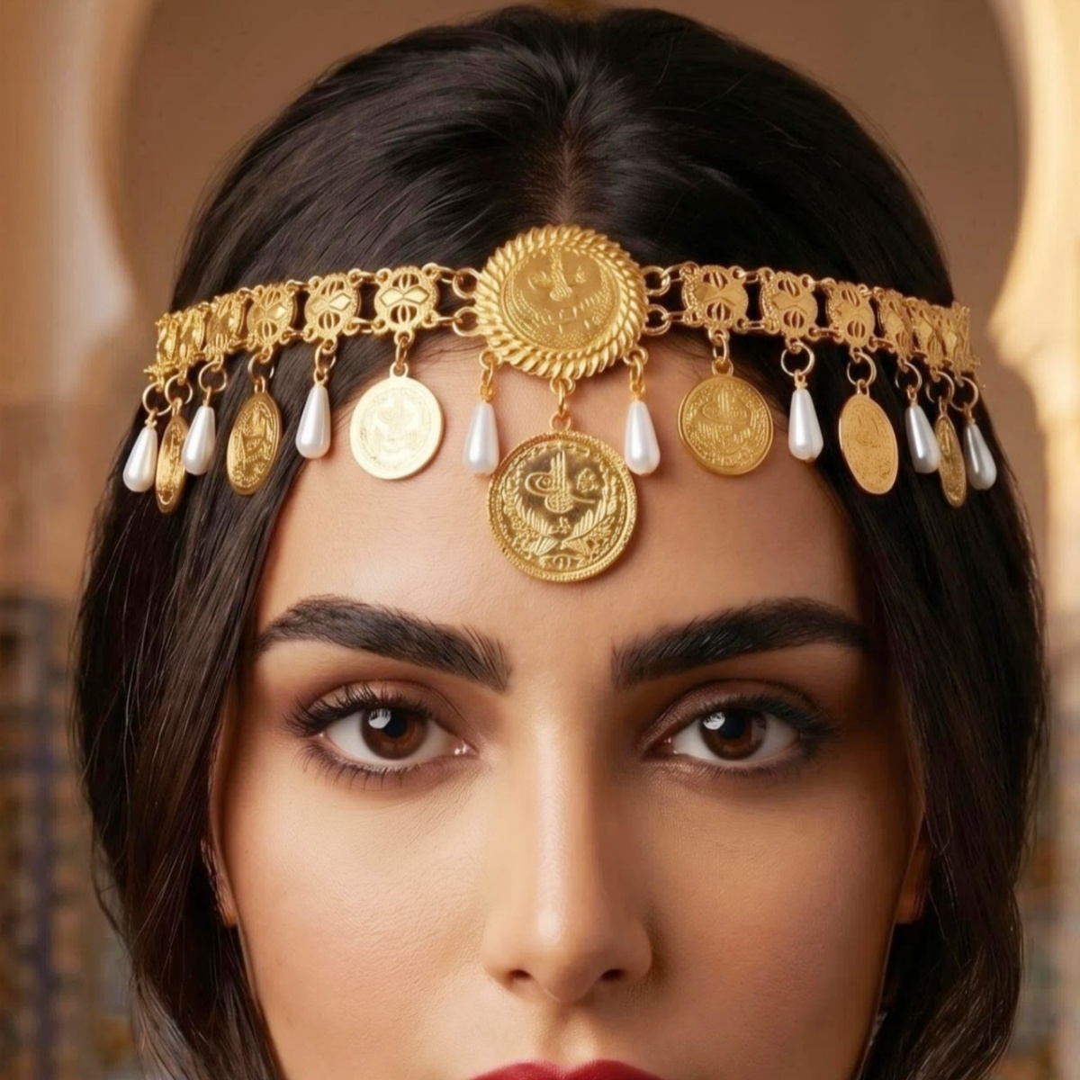 Women'S Egyptian Accessories - Koerdische hoofdsieraden Egyptisch goudkleurig metaal munt