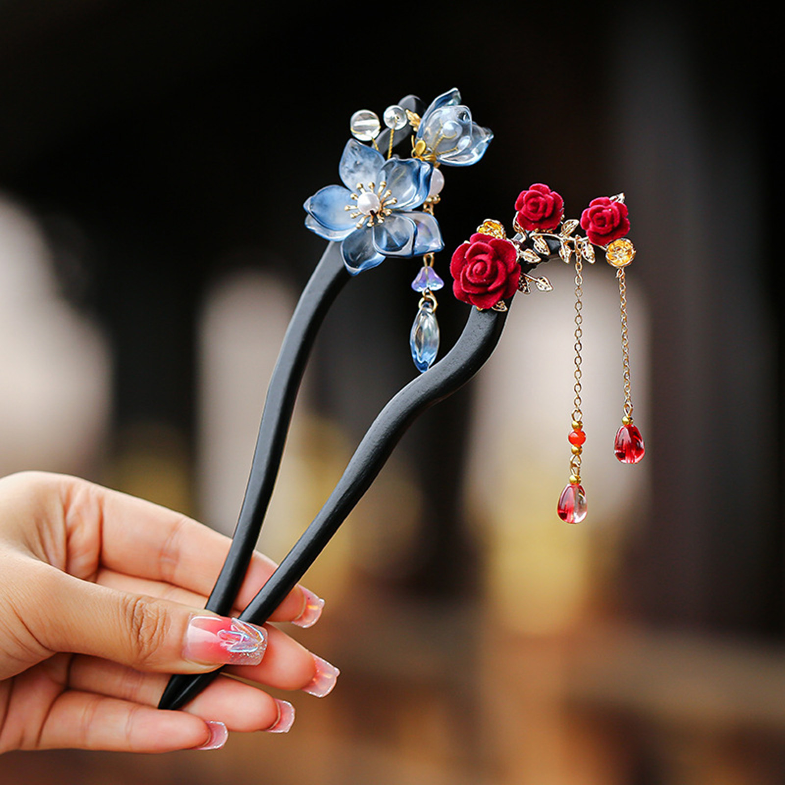 Pearl Hair Pin - Chinese stijl bloem kwastje haarspeld vintage