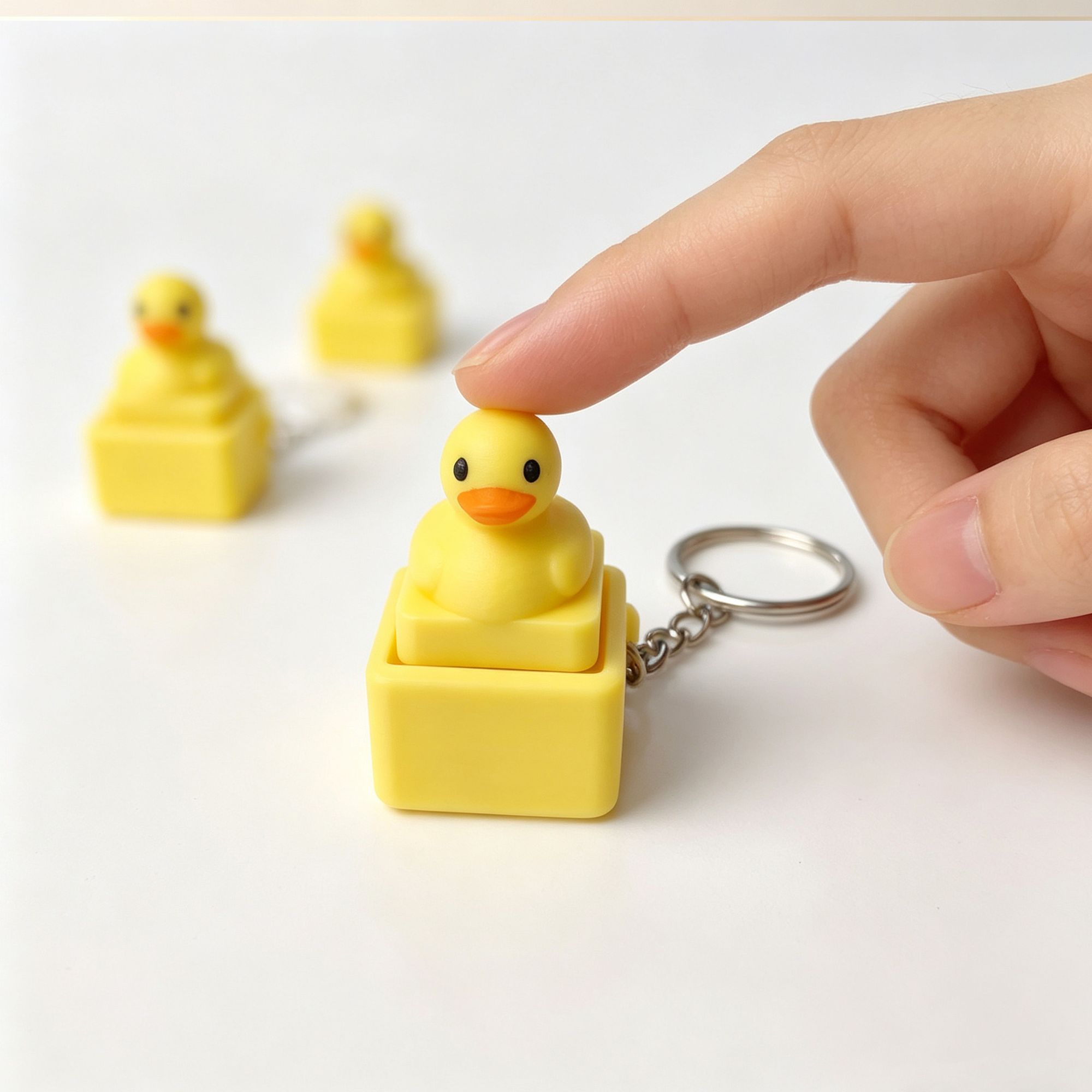 Women'S Key Accessories - Leuke gele eend druk op sleutelhanger