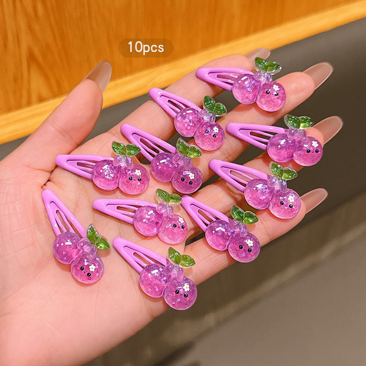 Women'S Affordable Accessories - 10 Purple Cherry BB Clips Zoete